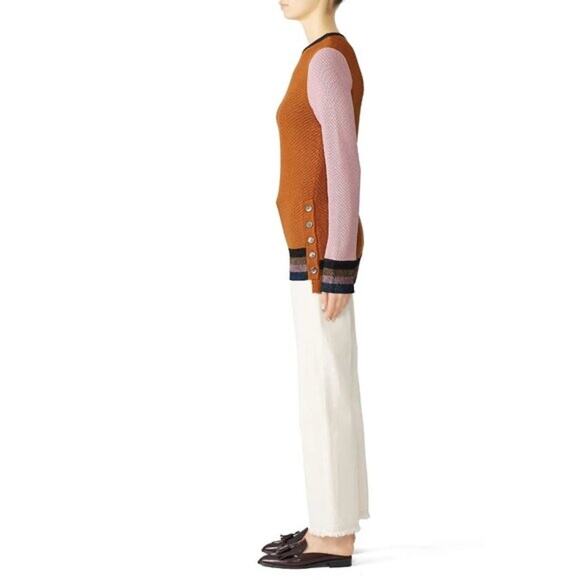 APIECE APART Orange 100% Cotton Almeria Side Button Side Sweater size Medium - Picture 12 of 15